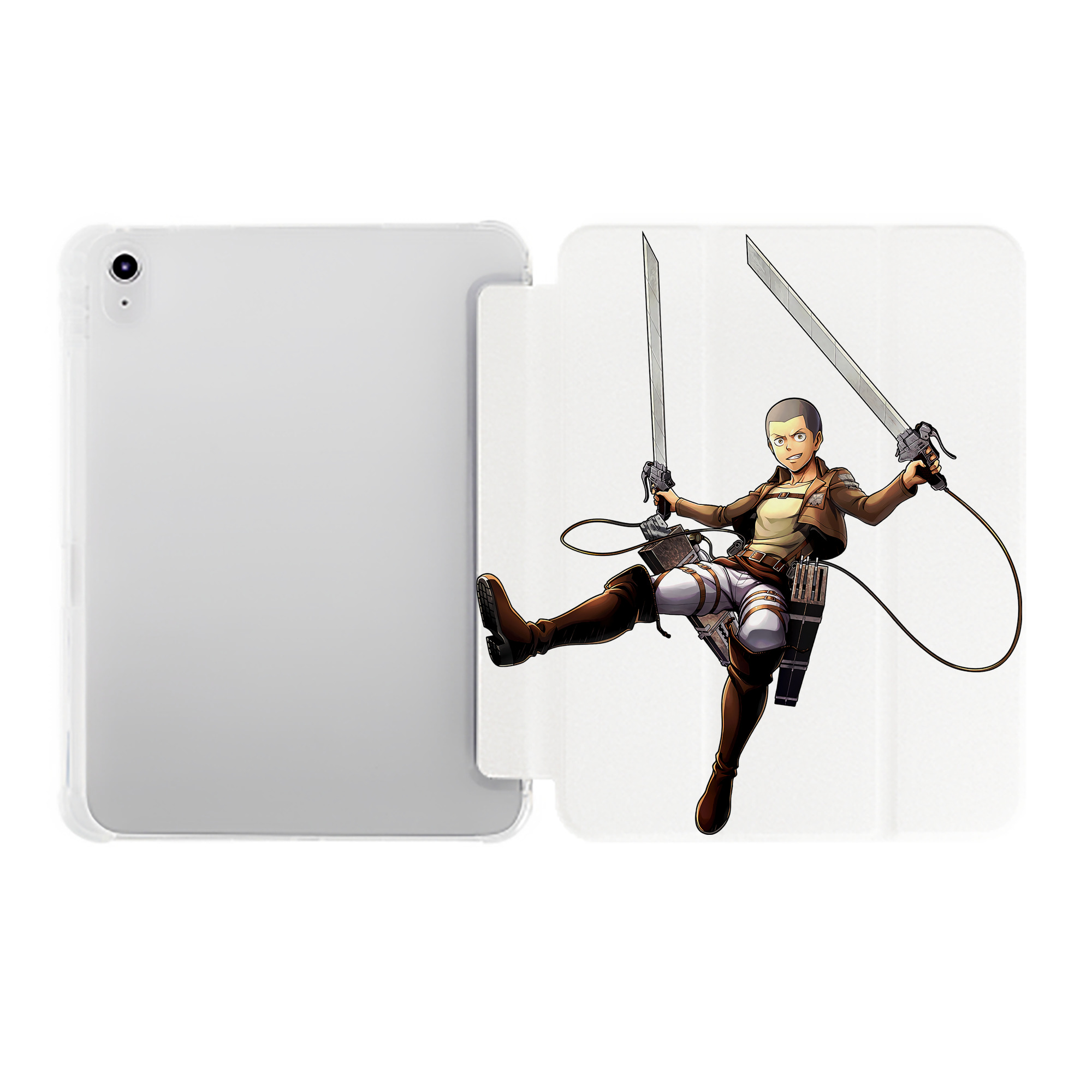 （画像用） 進撃の巨人 コニー·スプリンガー Attack on Titan Connie Springer IPad ケース ペン収納付き 三つ折りスタンド PUレザー×シリコン 対応機種9.5/10.5/10.9インチ
